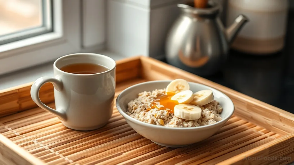 Chamomile tea with banana oatmeal as a bedtime snack