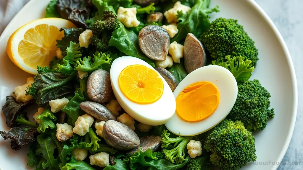 Leafy green salad with sardines and eggs for bone health