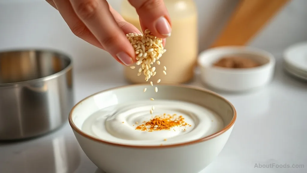 Sprinkling sesame seeds over yogurt for added calcium and minerals