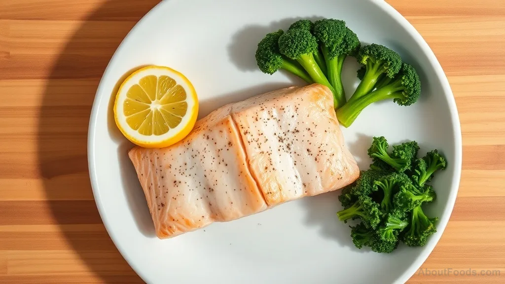Healthy dinner plate with salmon and vegetables for bone support