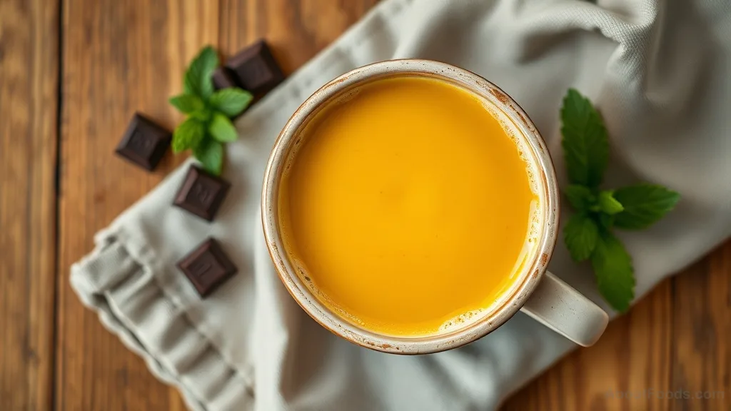 Turmeric latte and dark chocolate pieces for brain health