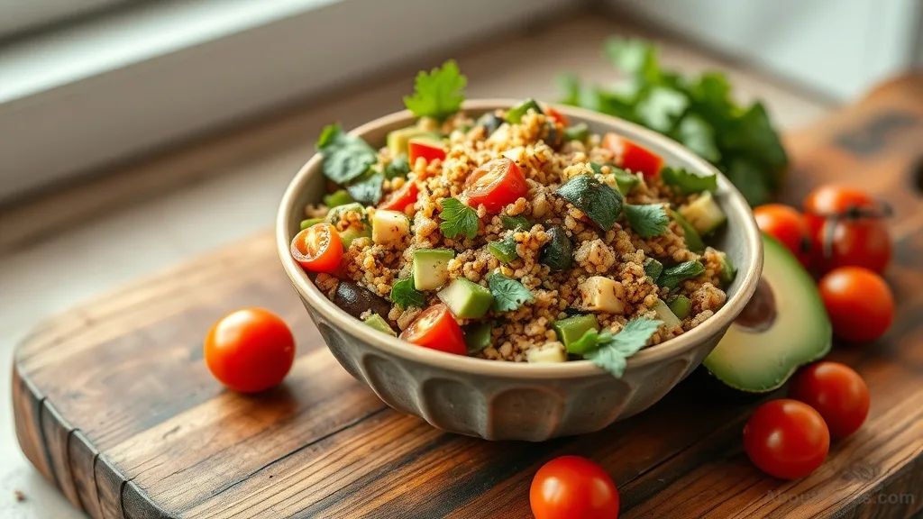 Quinoa salad with avocado and vegetables