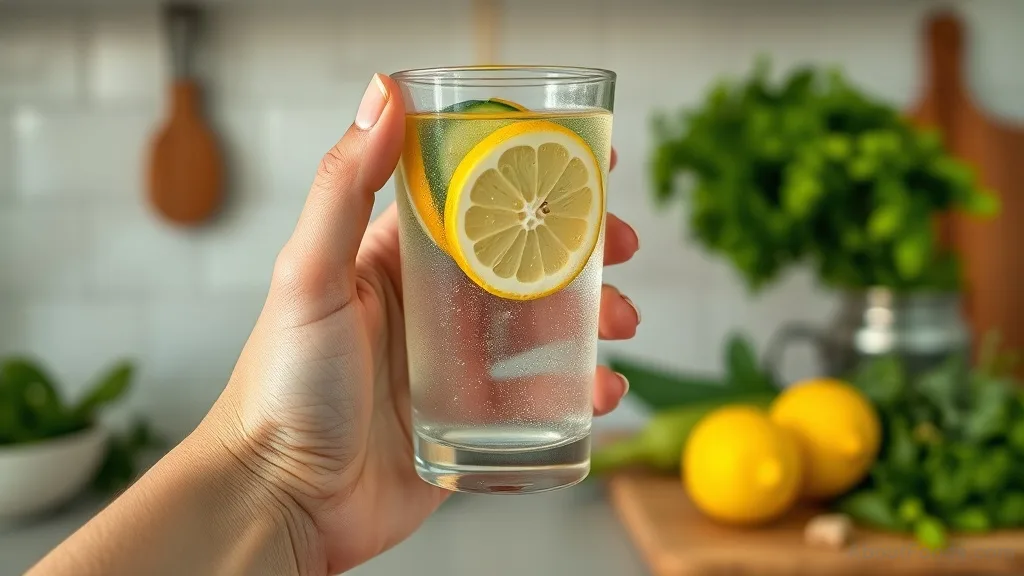 Infused water with lemon and cucumber for hydration and skin support