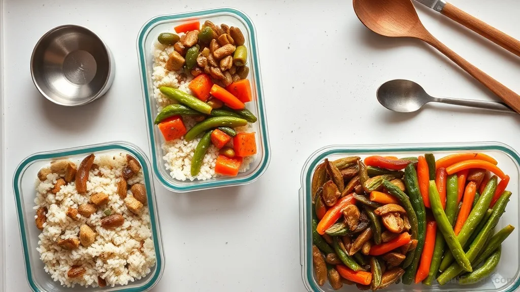 Meal prep containers with prepared budget-friendly foods ready for the week