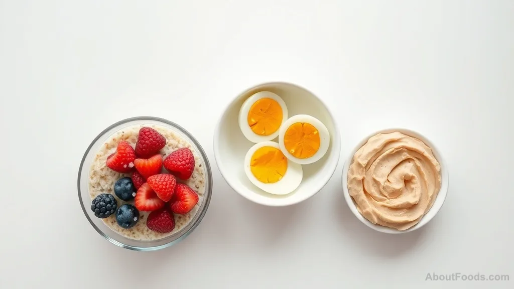 Three prepared healthy snacks in simple bowls