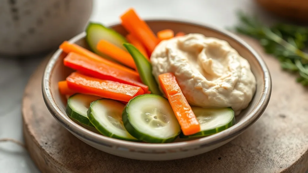 Vegetable sticks with hummus as a healthy snack