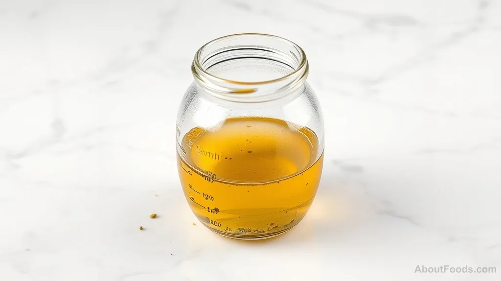 Separated vinaigrette showing oil and vinegar layers