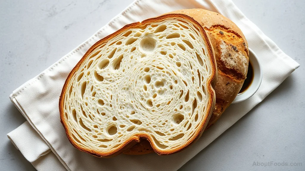 Sliced sourdough bread with airy crumb