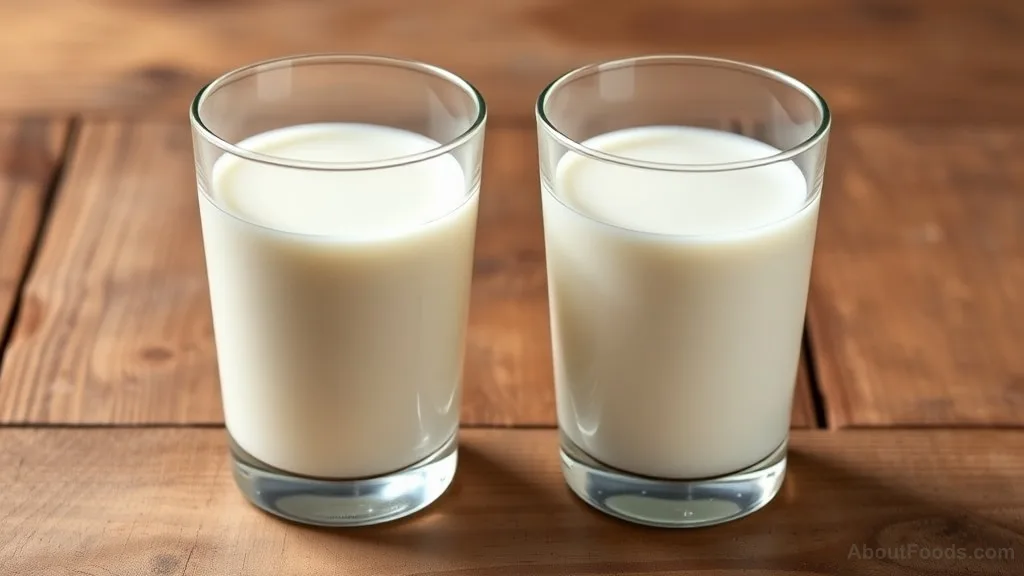 Comparison of fresh milk and ultra-pasteurized milk in glasses