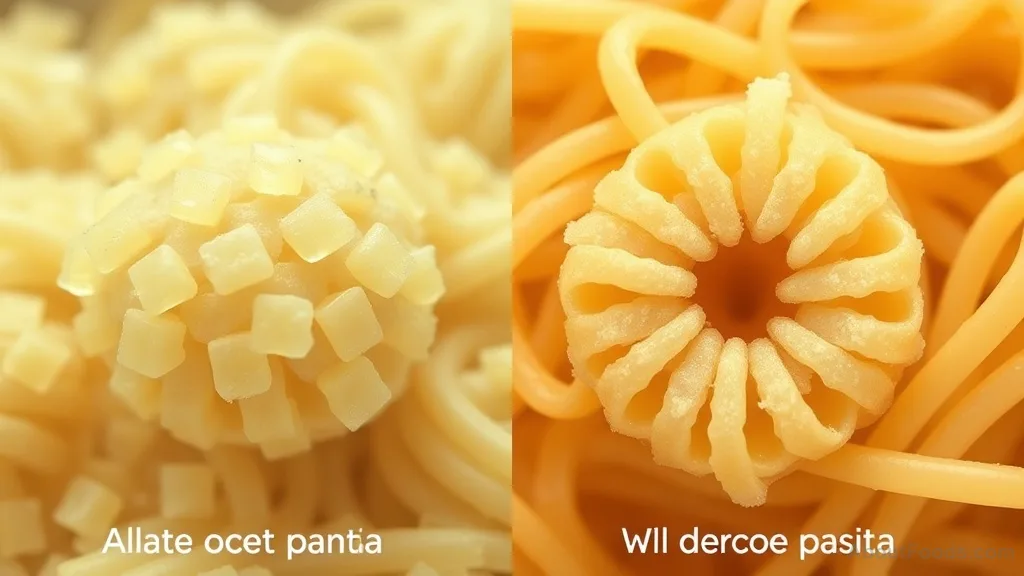 Microscopic comparison of starch structure in al dente versus overcooked pasta