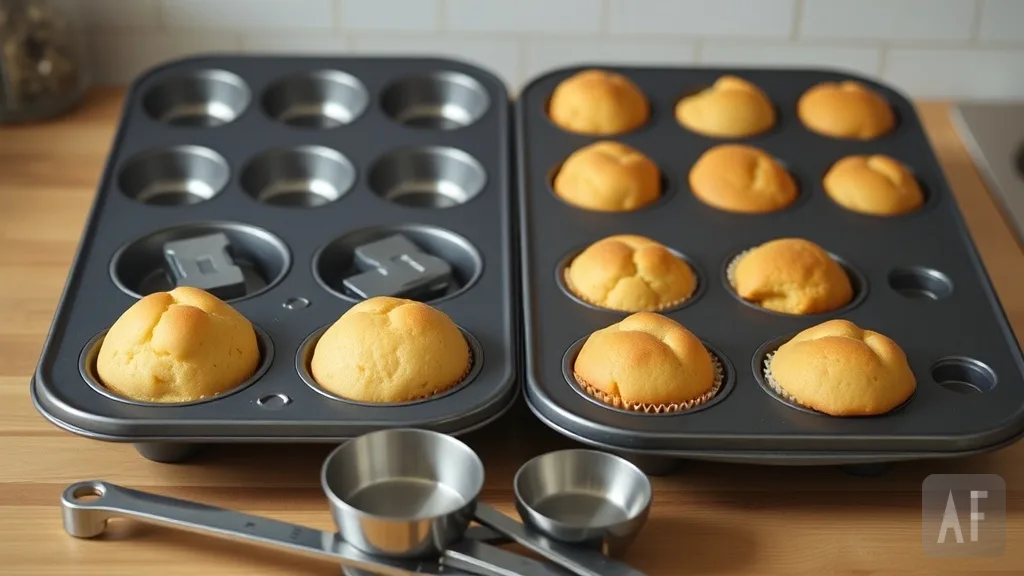 Comparison of successful vs failed muffins due to incorrect leavening agent use