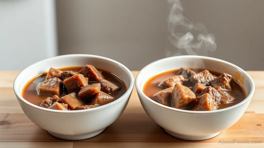 Comparison of two beef stews with different browning levels