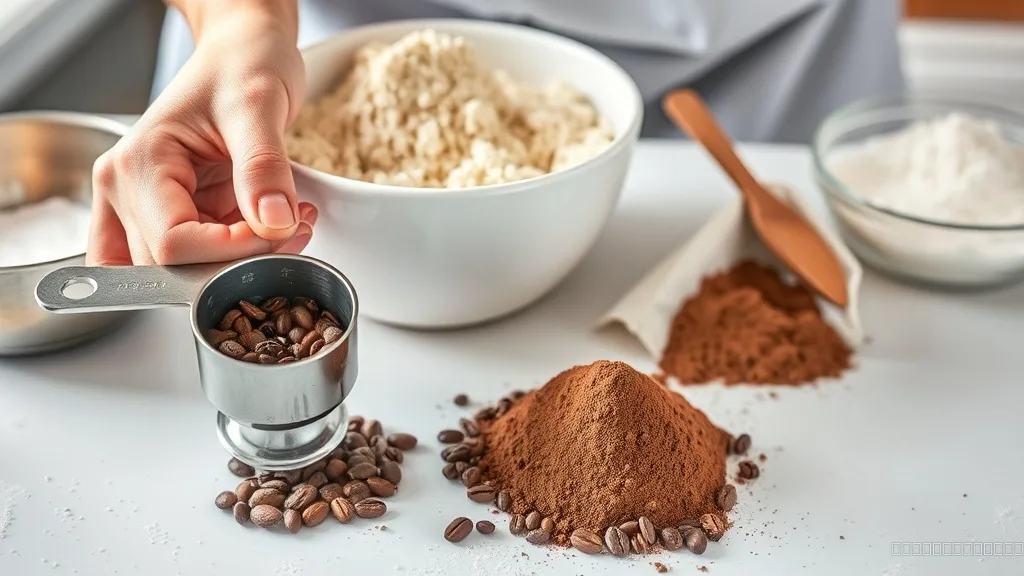 Measuring coffee and cocoa for baking