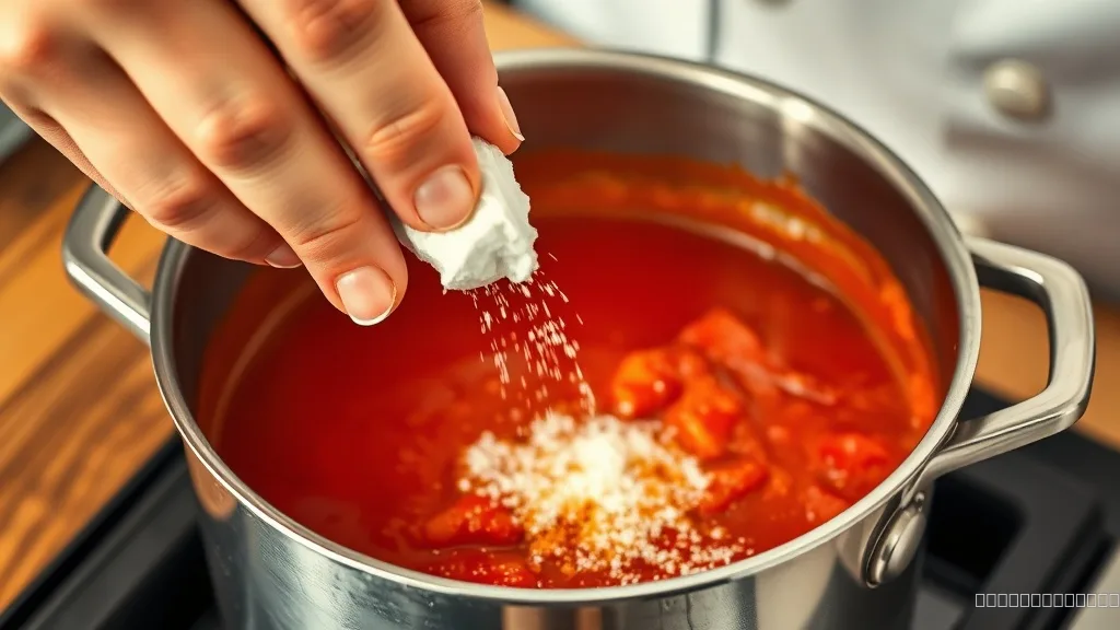Adding baking soda to tomato sauce to neutralize acidity