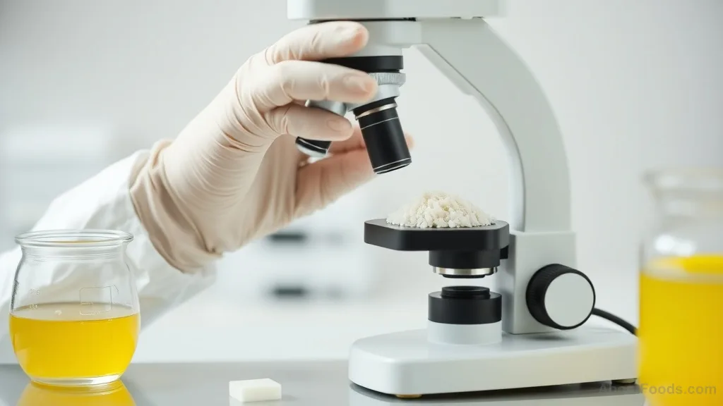 Microscopic examination of rice starch granules in a food science lab