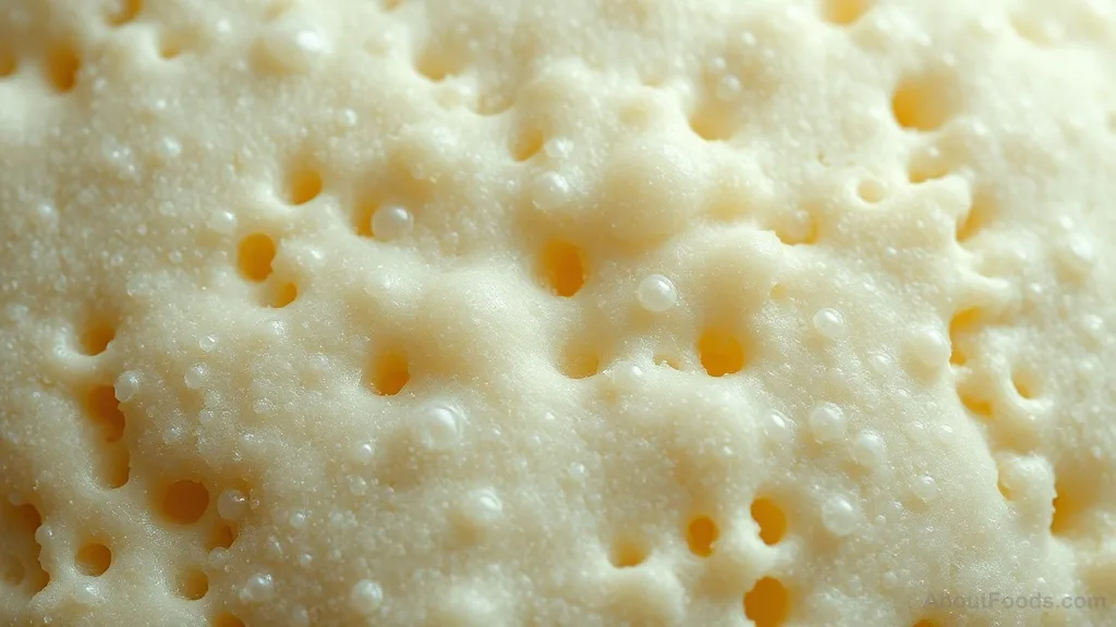 Microscopic view of yeast fermentation in dough structure