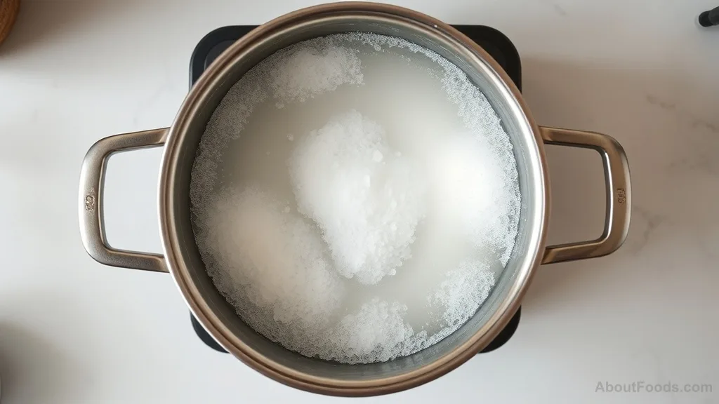 Boiling salted water in a stainless steel pot