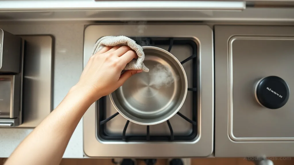 Person wiping stovetop while cooking