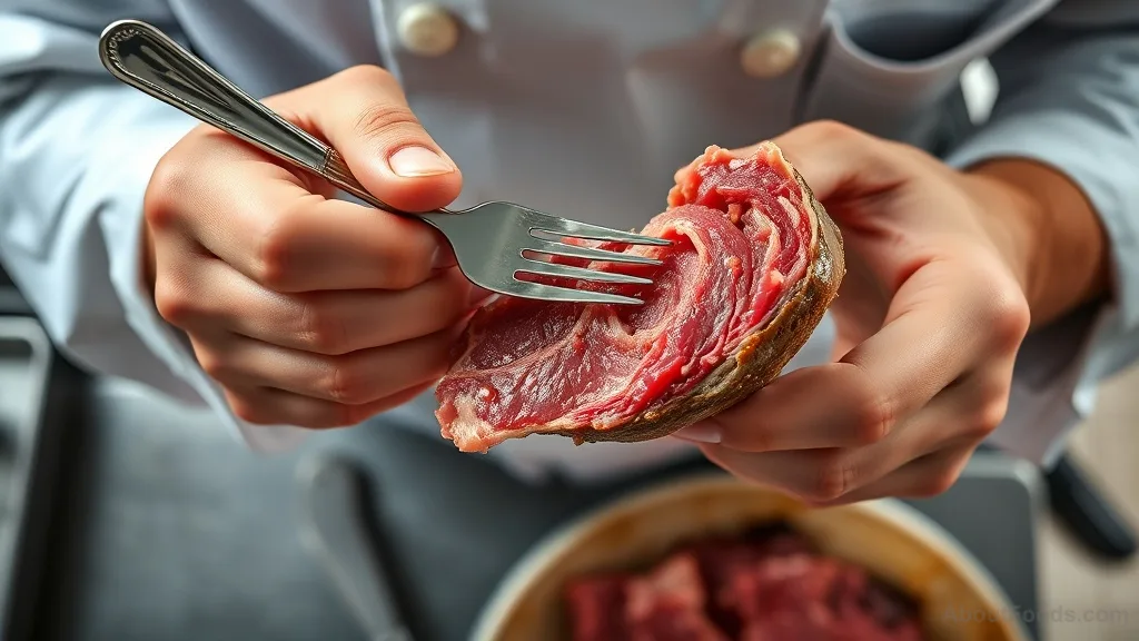 Testing meat tenderness with a fork