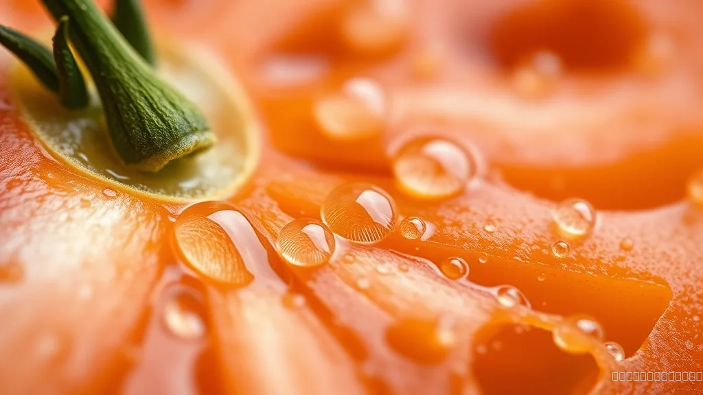 Macro view of tomato flesh texture and moisture