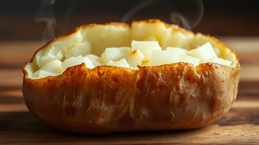 Perfectly baked potato cross-section showing fluffy texture
