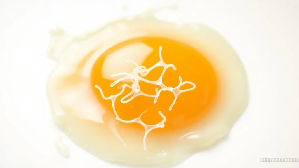 Macro view of cooked egg protein structure showing coagulation