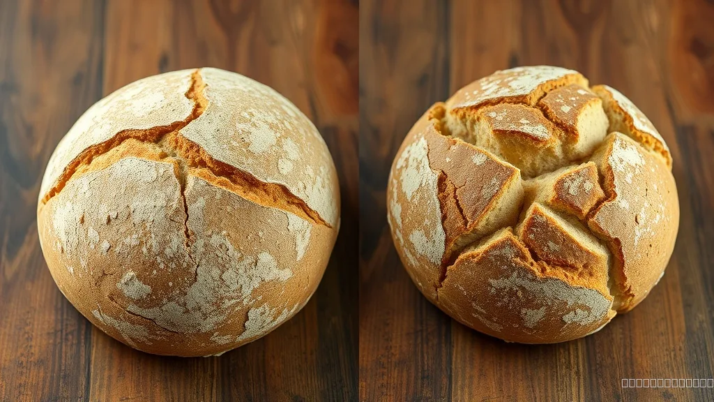 Comparison of scored and unscored baked bread loaves