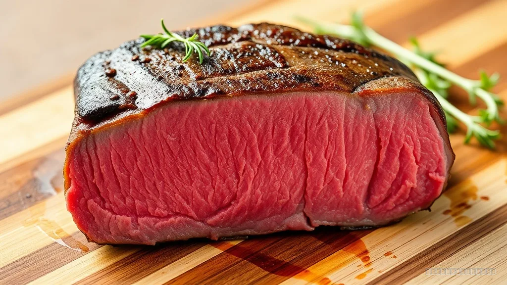 Cross-section of perfectly cooked steak