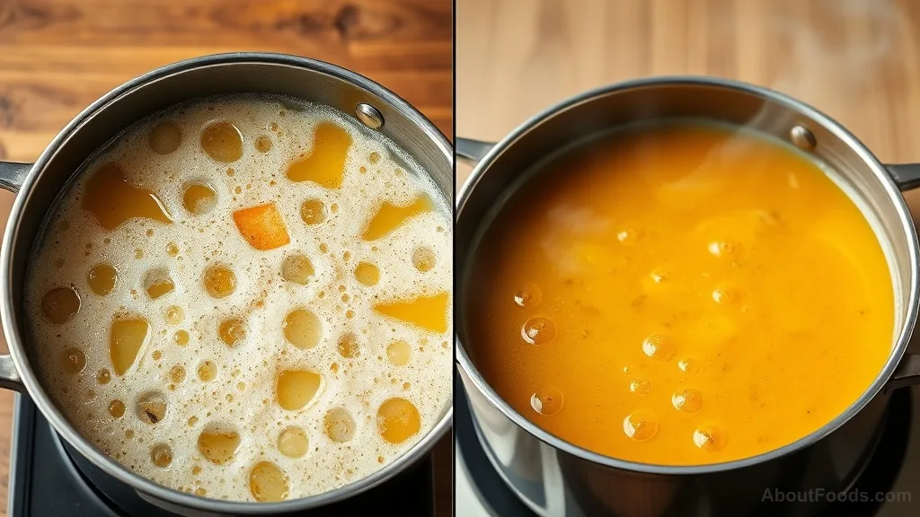 Comparison of properly boiling soup versus soup boiling only at edges