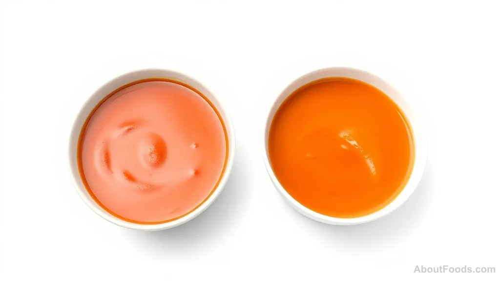 Comparison of velvety soup versus broken soup with oil separation