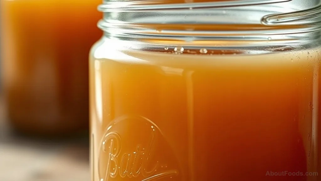 Bone broth set into firm gelatin in glass jar