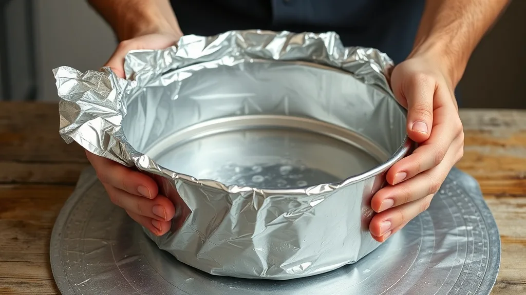 Wrapping cheesecake pan in foil for water bath preparation