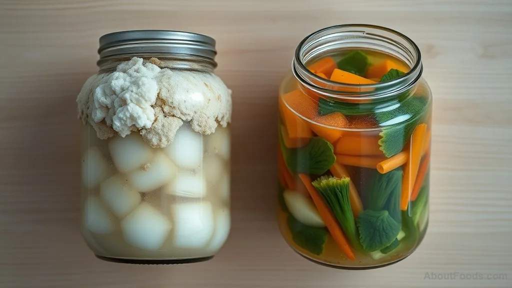 Comparison of a moldy ferment (oxygen exposure) versus a healthy anaerobic ferment in sealed jars.