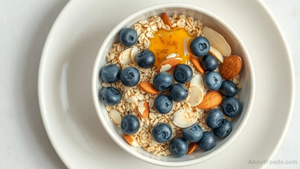 A nourishing oatmeal bowl with berries and almonds