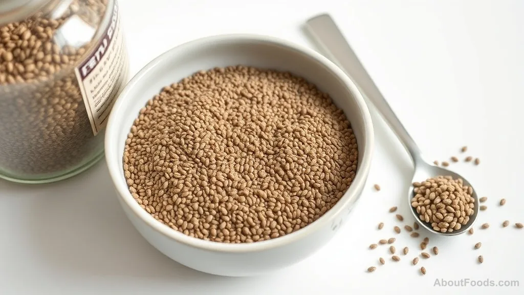 Bowl of chia seeds next to flaxseeds and hemp seeds