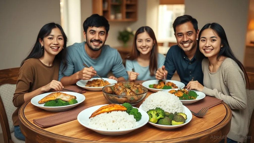 Family enjoying a healthy dinner together