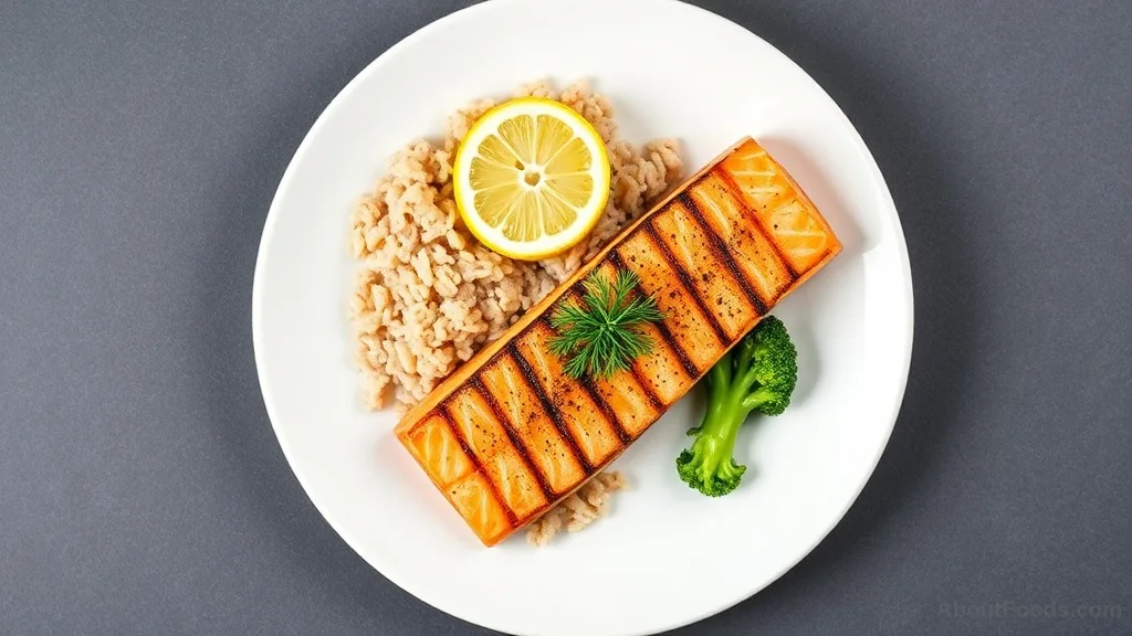 A balanced meal with salmon, broccoli, and brown rice