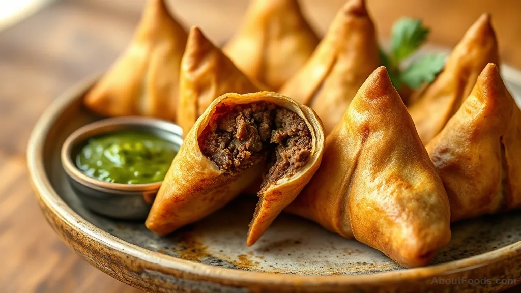 Beef Samosa (Crispy Pastry with Coriander and Mint)