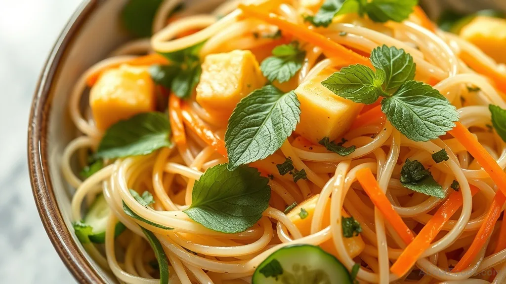 Burmese-Style Glass Noodle Salad with Tofu and Vegetables