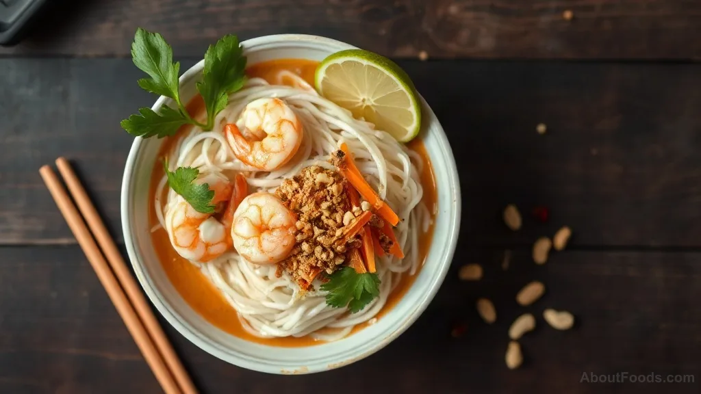Mont Di with Shrimp (Burmese Rice Noodle Salad)