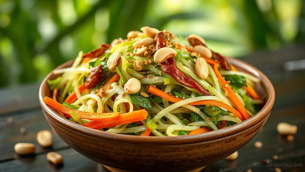 Tea Leaf Salad with Cabbage and Carrot (Laphet Thoke)