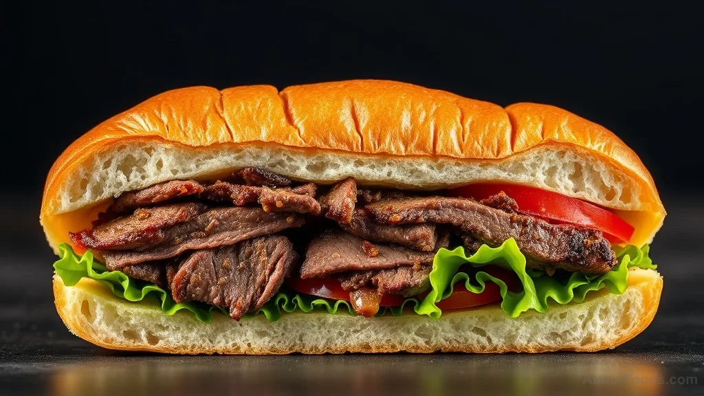 Pan con bistec with lettuce and tomato