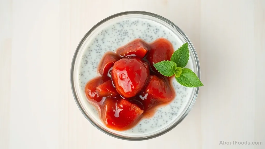 Chia Seed Pudding with Oat Milk and Strawberry Compote