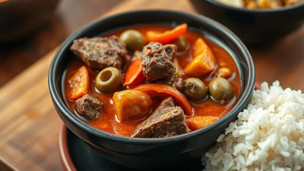 Kaldereta with Olives and Bell Peppers