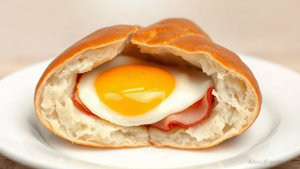 Pandesal with Egg and Ham