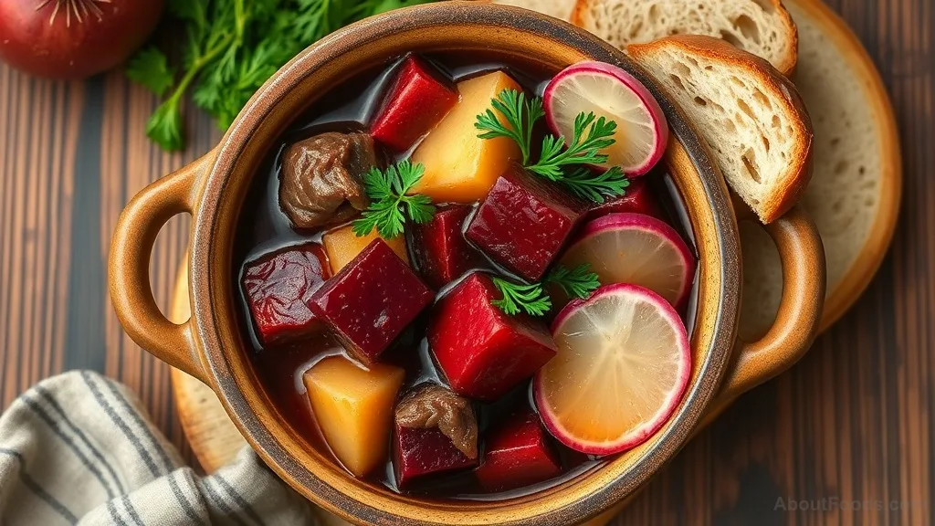 Ostri with beetroot and radish