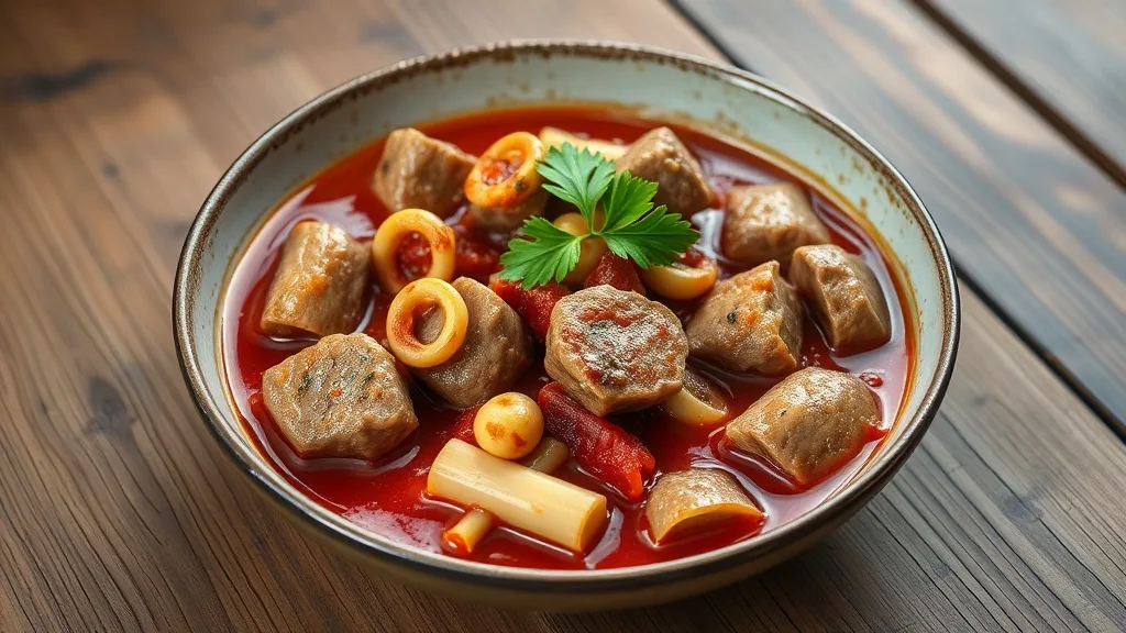 Georgian Ostri (Veal Ragout) with Water Chestnut and Bamboo Shoot