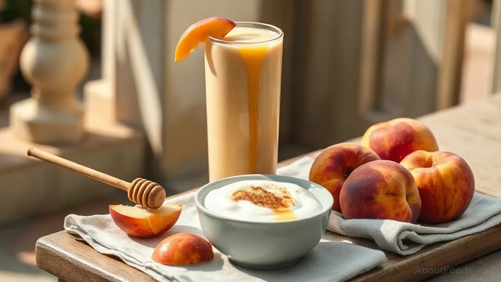 Smoothie me Meli: Greek Honey Smoothie with Yogurt and Peach