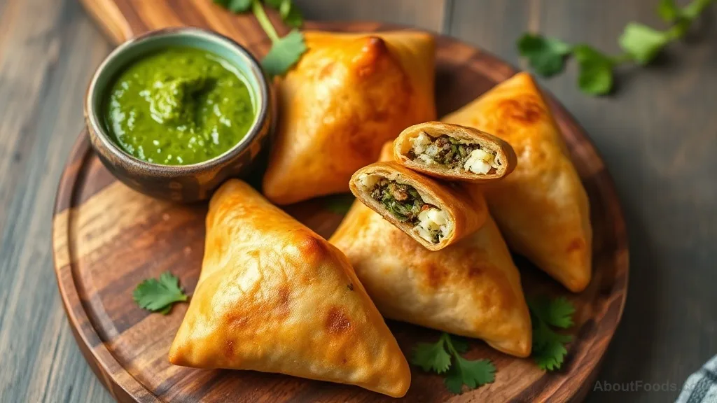 Paneer Samosa with Coriander and Mint (Crispy Indian Pastry)