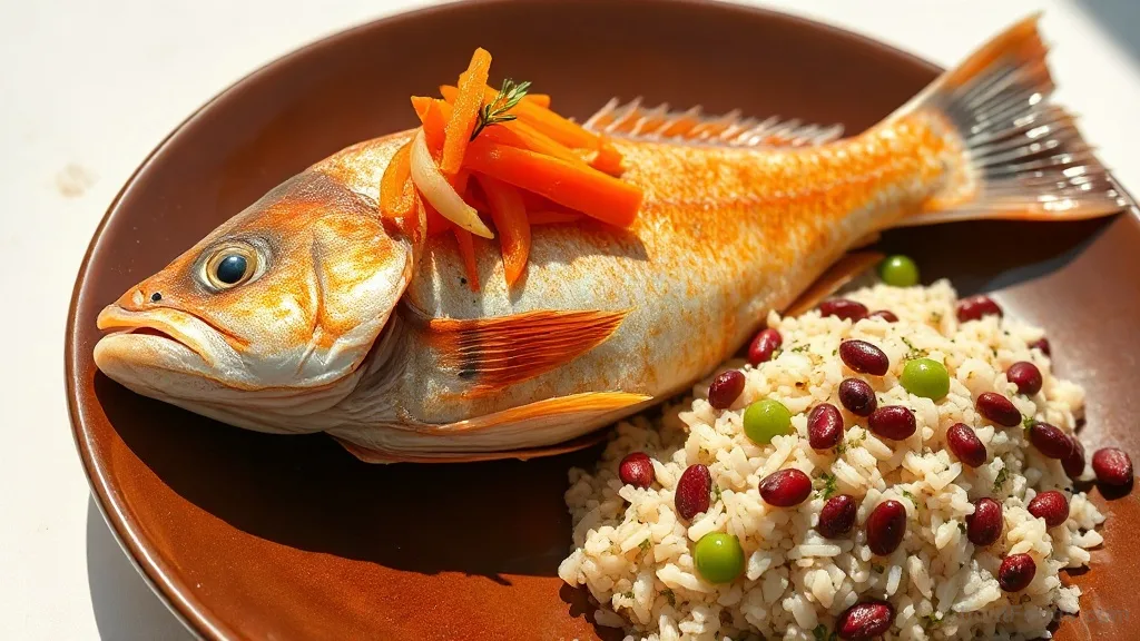 Escovitch Fish with Rice and Peas
